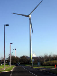 A wind turbine at Greenpark, Reading, England