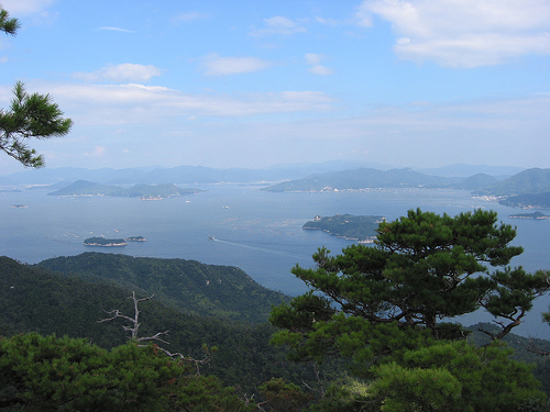 The Seto Inland Sea as seen from atop Mount Misen, Miyajima, Japan