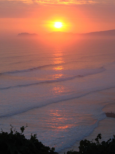 Sunset on the coast of Miraflores, Lima